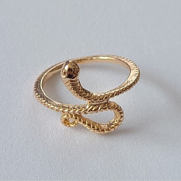 Gold-Tone Detailed Coiled Snake Ring - Size  7 NWOT - Picture 1 of 4